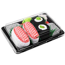 Tablett mit zwei Paar Socken im Sushi-Design