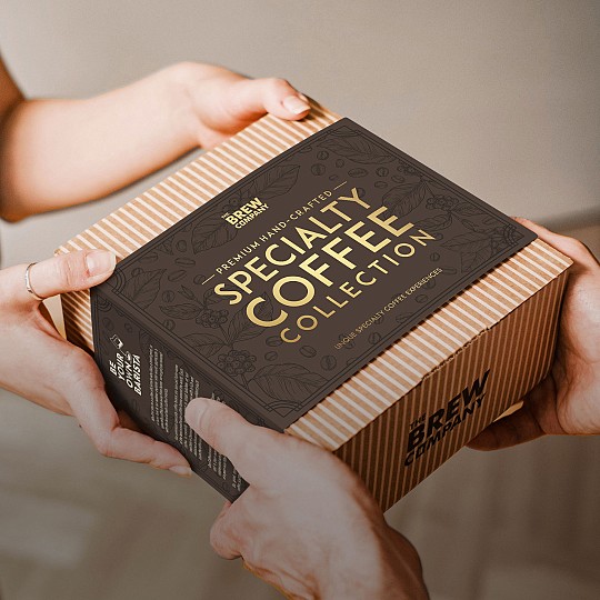 Eine Geschenkbox mit sieben Kaffeespezialitäten