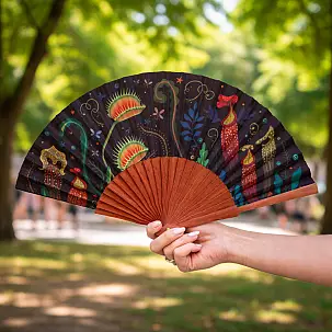 Original Fächer mit fleischfressender Pflanze bedruckt