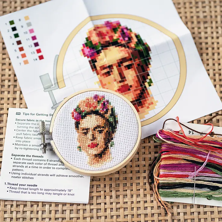 Mini-Kreuzstich-Set Frida Kahlo