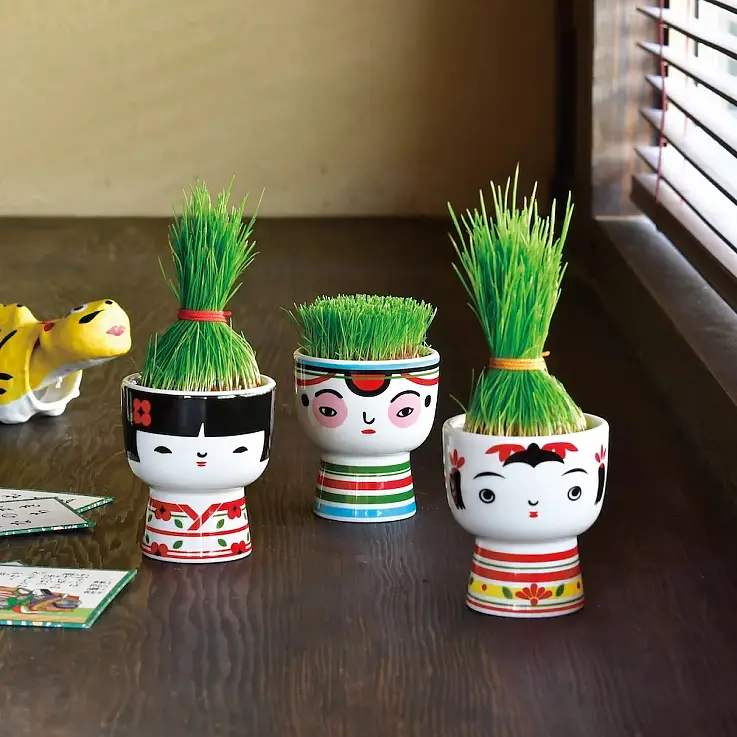 Kokeshi Mini-Topf mit Grasanbausatz